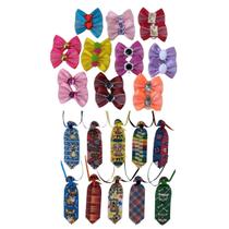 Laços Pet + Gravatas Estampadas Cachorro 30 Unidades Médio Rochanelli