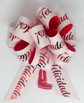 Laços Prontos Para Presente e Embalagem Laços FELICIDADES Flor Grande 10 Unidades