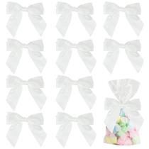 Laços Satin Twist Tie para bolsas de guloseimas, 11,43 cm, brancos - 36 unidades