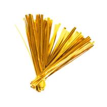 Lacre Araminho Fitilho Fecho Metalizado 15cm Dourado 750un