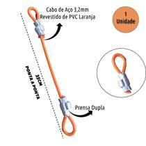 Lacre de Segurança 35cm Reutilizavel Cabo de Aço Bolsa Bike Malas - Laranja