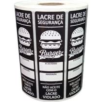 Lacre de Segurança Adesivo Delivery 10x3 cm 1.000 Und - Hamburgueria Sanduíche Preto