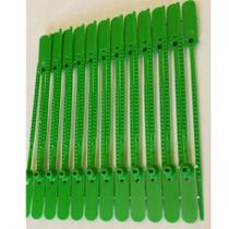 Lacre para malote dupla trava 16cm verde com 100 unidades