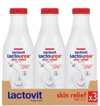 Lactovit Gel de Banho Hidratante Lactourea Para Pele Seca Com Complexo Ureia ProLactiC10, Ácido Lático e Ureia Pura Pele Macia e Jovem Recomendado por Dermatologistas 3 x 600 ml