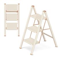 Ladder GameGem 3 passos dobrável, capacidade de 150 kg, creme Ladder GameGem 3 passos dobrável, capacidade de 150 kg, creme