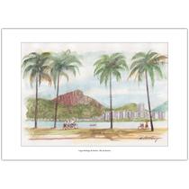 Lagoa Rodrigo de Freitas Rio de Janeiro Arte Aquarela para Quadro Decorativo A4