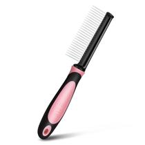 Lâmina de aço inoxidável Grooming Comb Flexzion Dog/Cat rosa