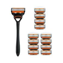 Lâmina De Barbear De Aço Inoxidável Com 5 Lâminas Para Pele Sensível, Barba Limpa E Confortável,