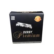 Lâmina De Barbear Derby Preta Premium Metade Com 100 Unds