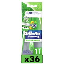 Lâmina de barbear descartável Gillette Sensor3 Sensitive masculina x36