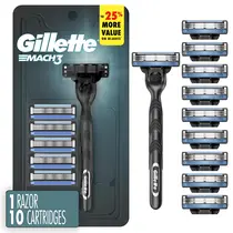 Lâmina de barbear Gillette Mach3 para homens + 10 recargas de lâminas Lâmina de barbear Gillette Mach3 para homens + 10 recargas de lâminas