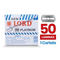 Lamina de Barbear NEW LORD PLATINUM Inteira para Navalhete, Cartela com 50 unidades