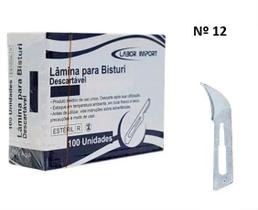 Lâmina de Bisturi de Aço Carbono Estéril (Nº12) C/100 Unds - Labor Import