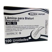 Lâmina de Bisturi Descartável em Aço de Carbono Número 12 (LABOR) - Caixa com 100 Unidades Lâmina de Bisturi Descartável em Aço de Carbono Número 12 (LABOR) - Caixa com 100 Unidades