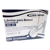 Lâmina de Bisturi Descartável em Aço de Carbono Número 21 (LABOR) - Caixa com 100 Unidades Lâmina de Bisturi Descartável em Aço de Carbono Número 21 (LABOR) - Caixa com 100 Unidades