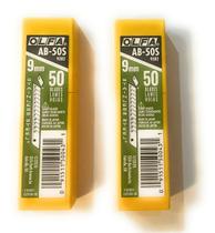 Lâmina de encaixe OLFA AB-50S de 9 mm em aço inoxidável, pacote com 50 x 2 Lâmina de encaixe OLFA AB-50S de 9 mm em aço inoxidável, pacote com 50 x 2