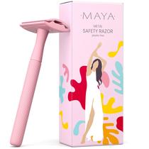 Lâmina de segurança MAYA Metal Double Edge para mulheres rosa