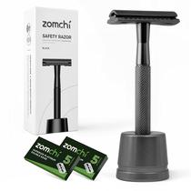 Lâmina de segurança ZOMCHI Double Edge com 10 lâminas e suporte preto Lâmina de segurança ZOMCHI Double Edge com 10 lâminas e suporte preto