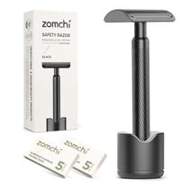 Lâmina de segurança ZOMCHI Double Edge com suporte + 10 lâminas pretas