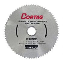 Lâmina De Serra Circular Em Aço Carbono 72 Dentes Cortag.