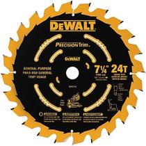 Lâmina de Serra de Esquadria DEWALT DW7112PT 24T - 7-1/4 Polegadas - Corte de Precisão