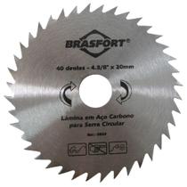 Lâmina em Aço Carbono para Serra Circular 4.3/8" x 20mm 40 Dentes - 8659 - BRASFORT