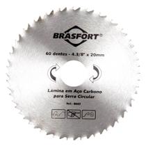 Lâmina em Aço Carbono para Serra Circular 4.3/8"" x 20mm 60 Dentes - 8660 - BRASFORT
