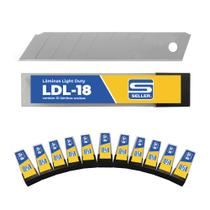 Lâmina Larga para Estilete LDL-18 Seller de 18mm Aço Carbono 12 tubos com 10 lâminas cada Corte preciso e durável Lâmina Larga para Estilete LDL-18 Seller de 18mm Aço Carbono 12 tubos com 10 lâminas cada Corte preciso e durável