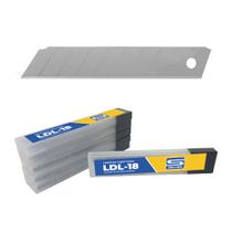 Lâmina Larga para Estilete LDL-18 Seller de 18mm Aço Carbono 6 tubos com 10 lâminas cada Corte preciso e durável