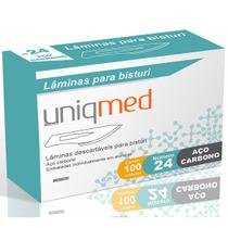 Lamina para Bisturi AÇO Carbono N24 CX com 100 Unidades Uniqmed Lamina para Bisturi AÇO Carbono N24 CX com 100 Unidades Uniqmed