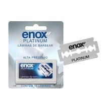 Lâminas de Barbear Alta Precisão 10un Fio Duplo Aço Inox Enox Platinum