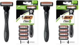 Lâminas de barbear BIC Flex 4 recarregáveis para homens com 1 alça e 4 cartuchos