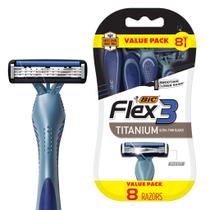 Lâminas de barbear descartáveis BIC Flex 3 Titanium para homens 8 peças