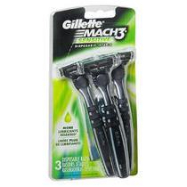 Lâminas de barbear descartáveis Gillette Mach3 sensíveis 3 cada da Gillette (pacote com 2)