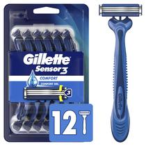 Lâminas de barbear descartáveis Gillette Sensor3 Comfort masculinas x12