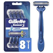 Lâminas de barbear descartáveis Gillette Sensor3 Comfort para homens 8 unidades