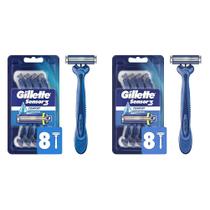 Lâminas de barbear descartáveis Gillette Sensor3 Comfort para homens 8x2