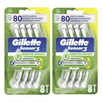Lâminas de barbear descartáveis Gillette Sensor3 Sensitive Men 8x2