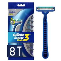 Lâminas de barbear descartáveis Gillette Sensor3 Simple Masculinas x8