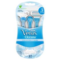 Lâminas de barbear descartáveis Gillette Venus Oceana para mulheres, pacote com 3
