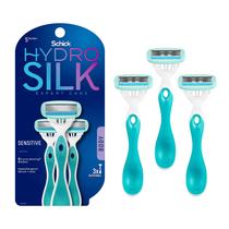 Lâminas de barbear descartáveis Schick Hydro Silk Sensitive para mulheres de 3 quilates