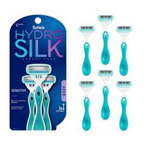 Lâminas de barbear descartáveis Schick Hydro Silk Sensitive para mulheres de 6 quilates