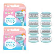 Lâminas de barbear DORCO eve EVE 6 para mulheres com barbear extra apertado com 8 lâminas Lâminas de barbear DORCO eve EVE 6 para mulheres com barbear extra apertado com 8 lâminas