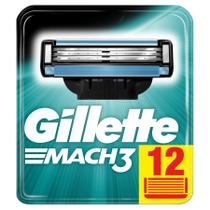 Lâminas de Barbear Gillette Mach3 - Pacote com 12 Unidades