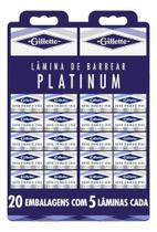 Laminas de Barbear Gillette Platinum Duplo Fio Aço Inoxidavel Cartela Com 20un - Gillete