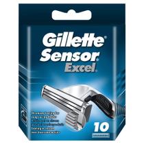 Lâminas de Barbear Gillette Sensor Excel para Homens - Pacote com 10
