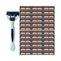 Lâminas De Barbear Manuais De Aço Inoxidável De 3 Camadas Unissex Com Cabeça Substituível