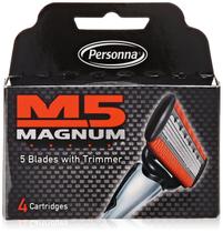 Lâminas de cartucho Razor Magnum M5 com aparador, 4 recargas, pacote com 2