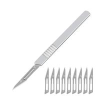 Lâminas De Escalpelos De Aço Carbono 11 23 Para Corte DIY, Kit De Ferramentas Cirúrgicas Com Cabo