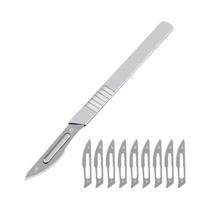 Lâminas De Escalpelos De Aço Carbono 11 23 Para Corte DIY, Kit De Ferramentas Cirúrgicas Com Cabo